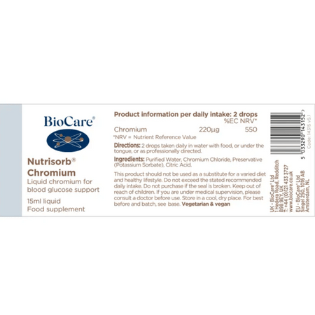 BioCare NutrisorbÂ® Chromium 15ml- Lilys Pharmacy and Health Store