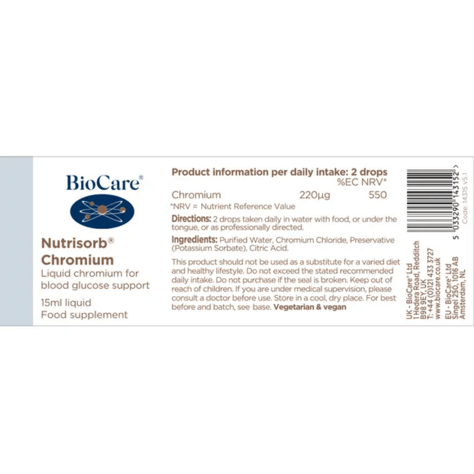 BioCare NutrisorbÂ® Chromium 15ml- Lilys Pharmacy and Health Store
