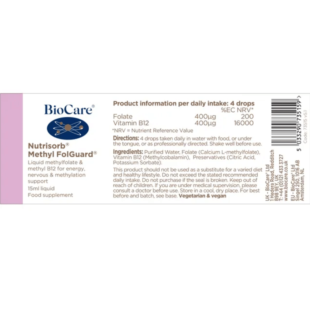 BioCare NutrisorbÂ® Methyl FolguardÂ® 15ml- Lilys Pharmacy and Health Store