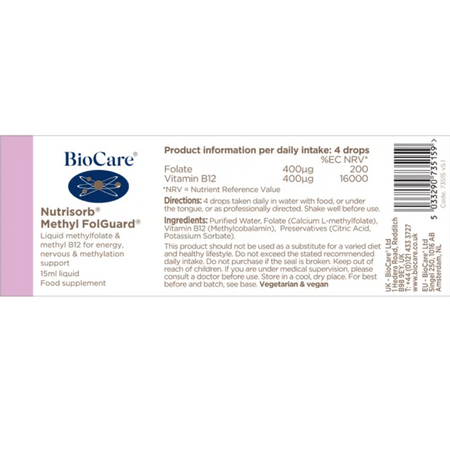 BioCare NutrisorbÂ® Methyl FolguardÂ® 15ml- Lilys Pharmacy and Health Store