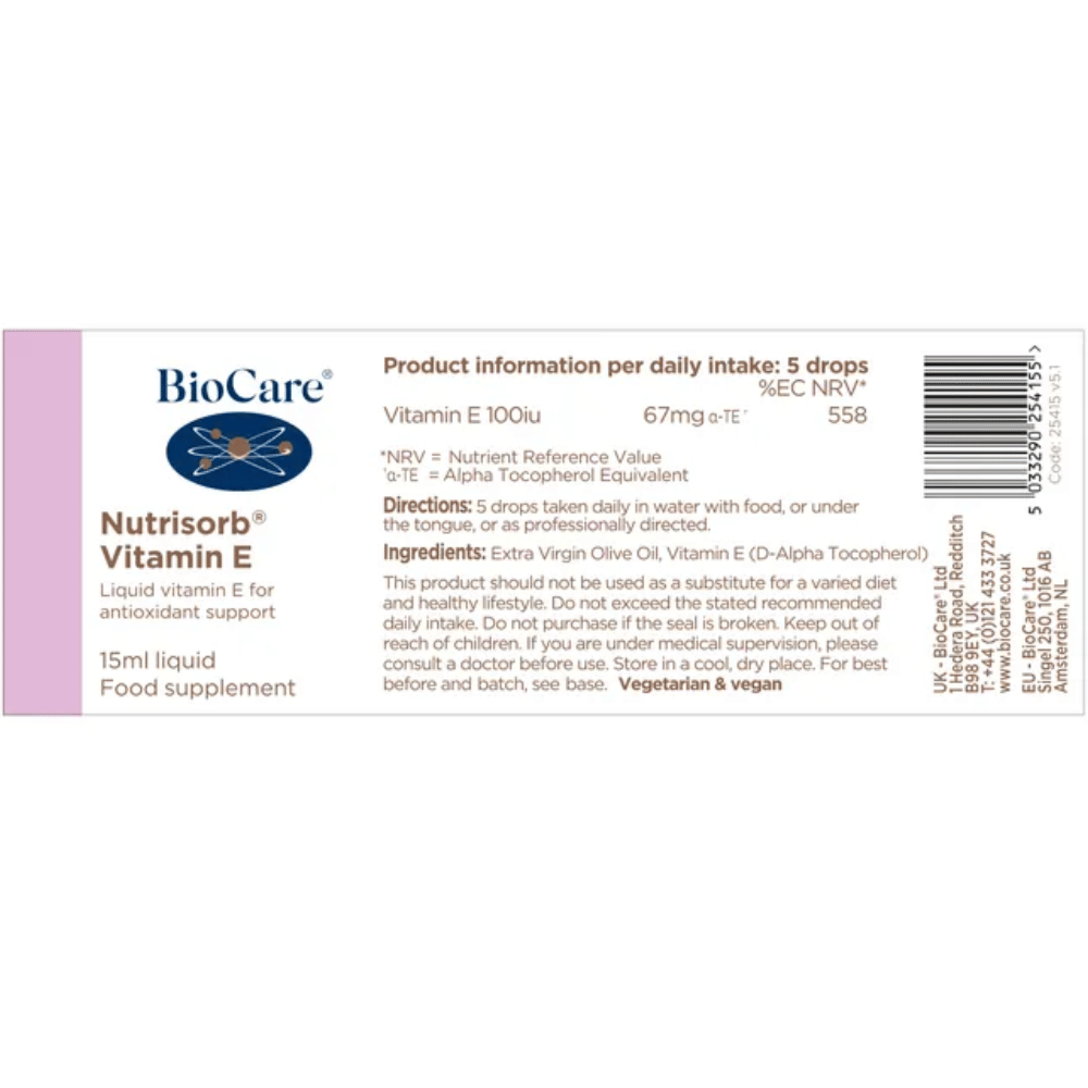 BioCare NutrisorbÂ® Vitamin E 15ml- Lilys Pharmacy and Health Store