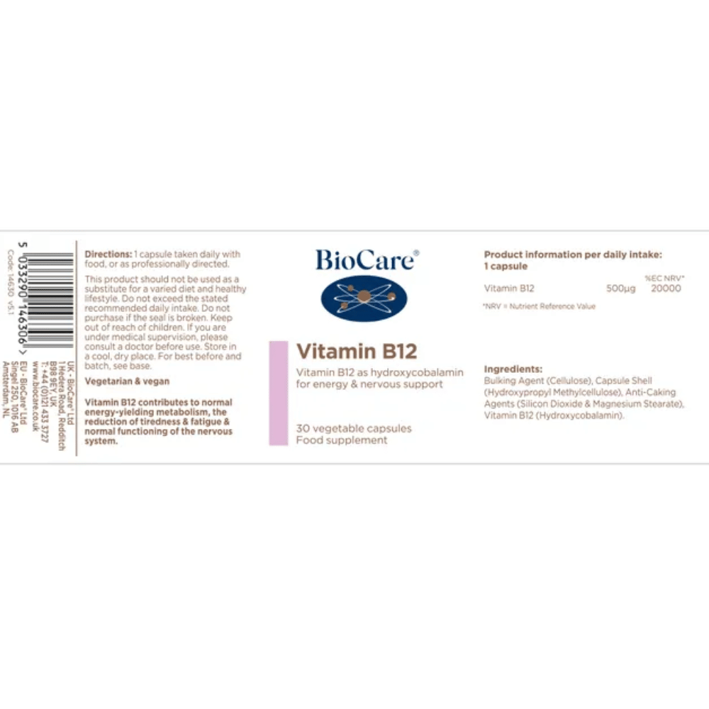 Biocare Vitamin B12 30 Tablets- Lillys Pharmacy and Health Store