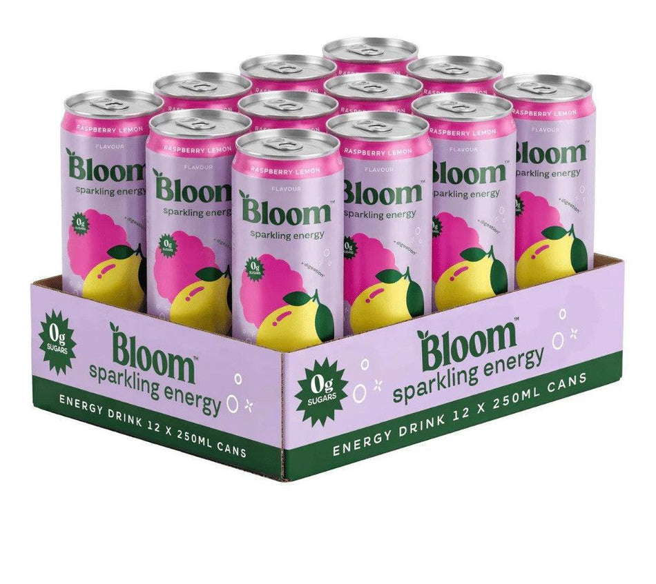 Bloom Sparkling Energy, Raspberry Lemon - 12 x 250ml