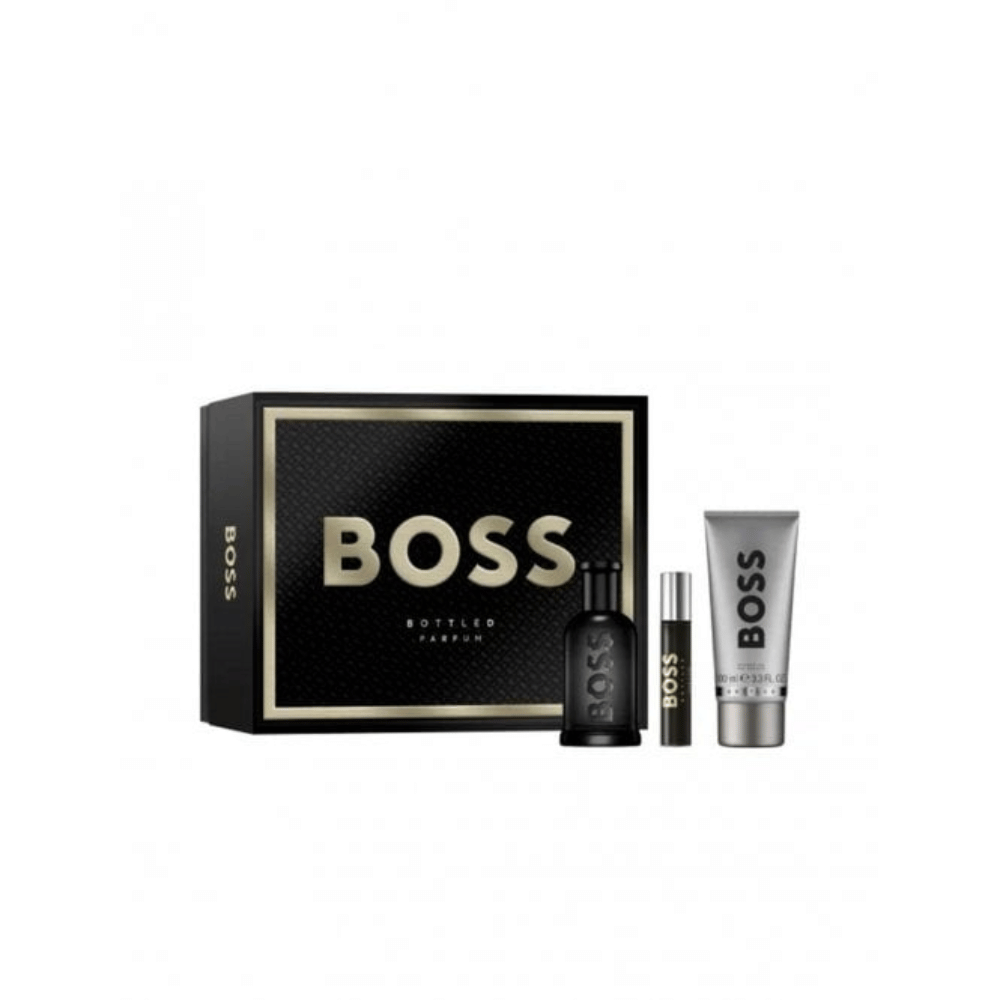 Boss Bottled (Grey) 100ml 3 Piece Gift Set - 100ml Eau de Parfum Spray, 100ml Shower Gel, 10ml Eau de Parfum Spray- Lillys Pharmacy and Health Store