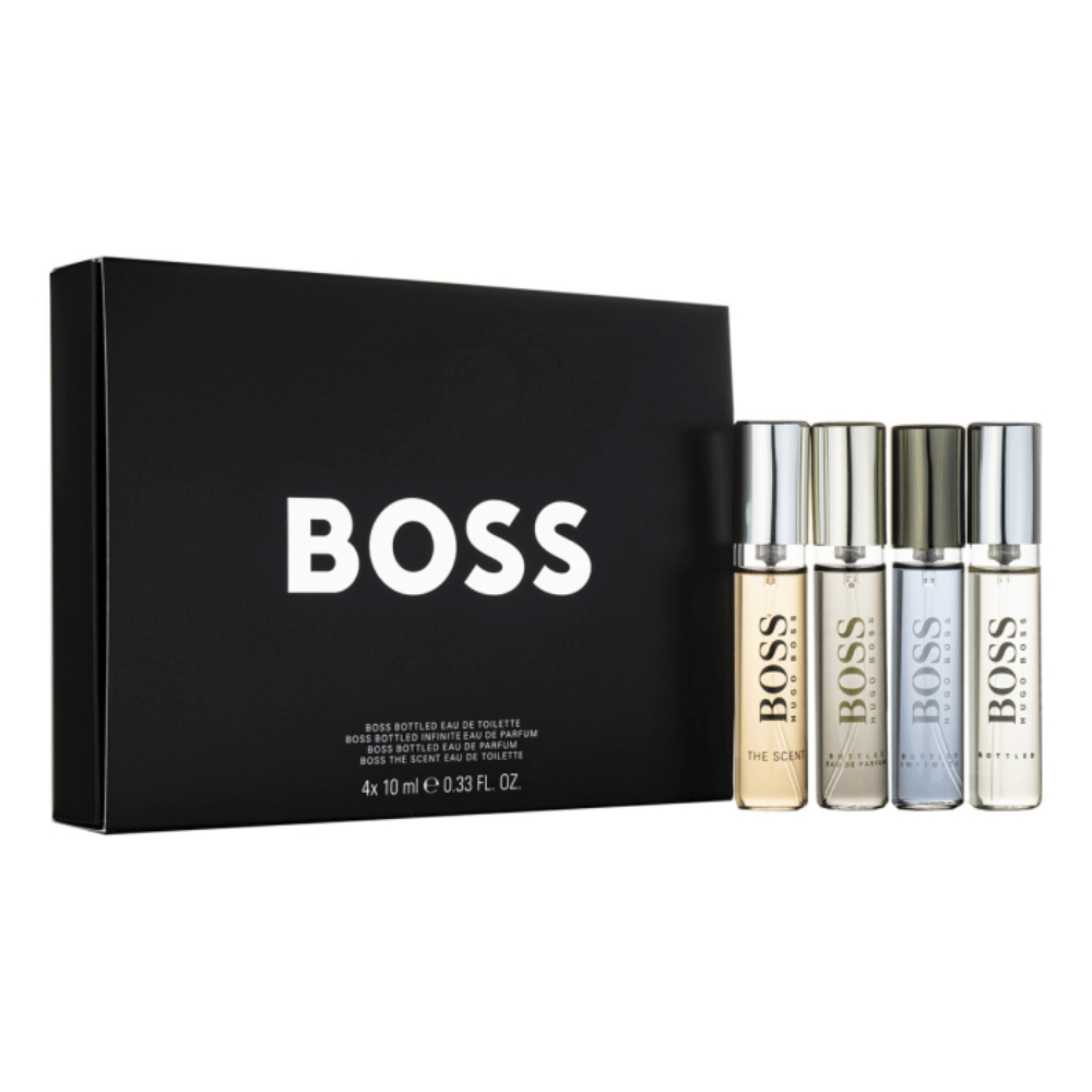 Boss Mens 10ml 4pc Gift Set10ml Bottled Edt Spr, 10ml Infinite Edp Spr, 10ml Bottled Edp Spr, 10ml Bottled Parfum Spr- Lillys Pharmacy and Health Store