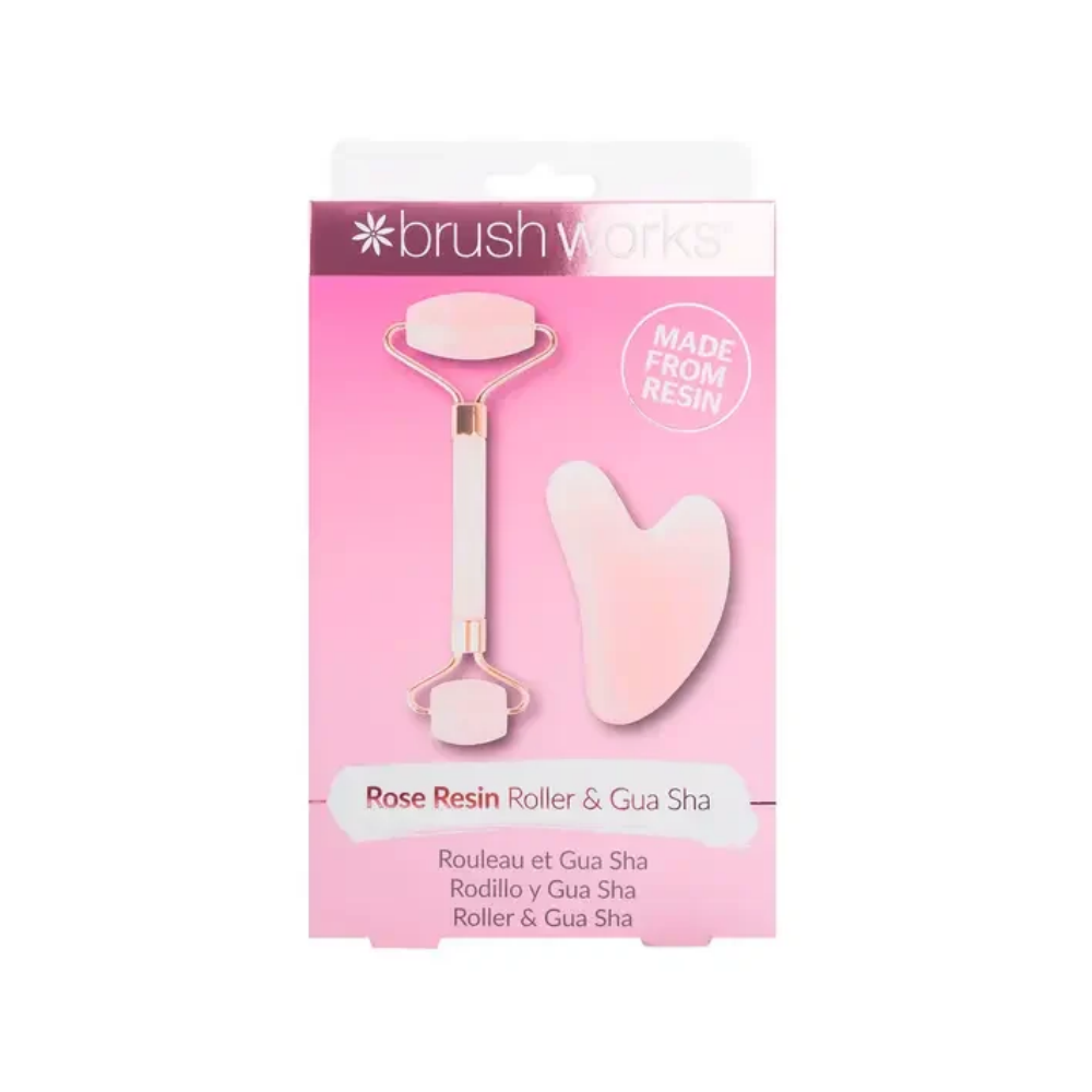 Brushworks Rose Resin Roller & Gua Sha- Lillys Pharmacy and Health Store