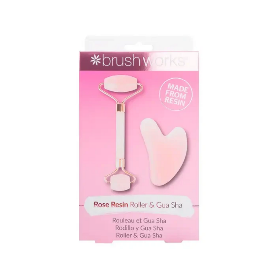 Brushworks Rose Resin Roller & Gua Sha- Lillys Pharmacy and Health Store