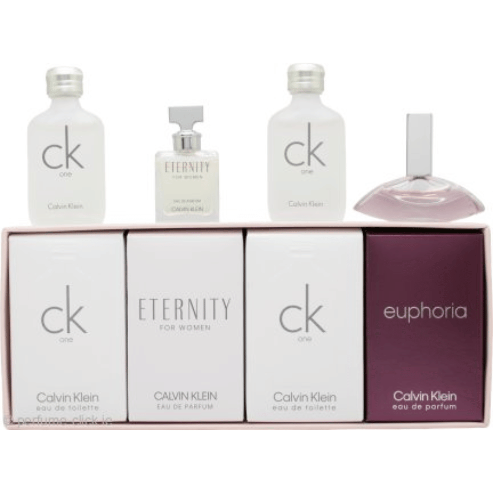 CK Ladies 4pc Miniature Gift Set2 x 10ml CK One Edt, 4ml Euphoria Edt, 5ml Eternity Edt- Lillys Pharmacy and Health Store