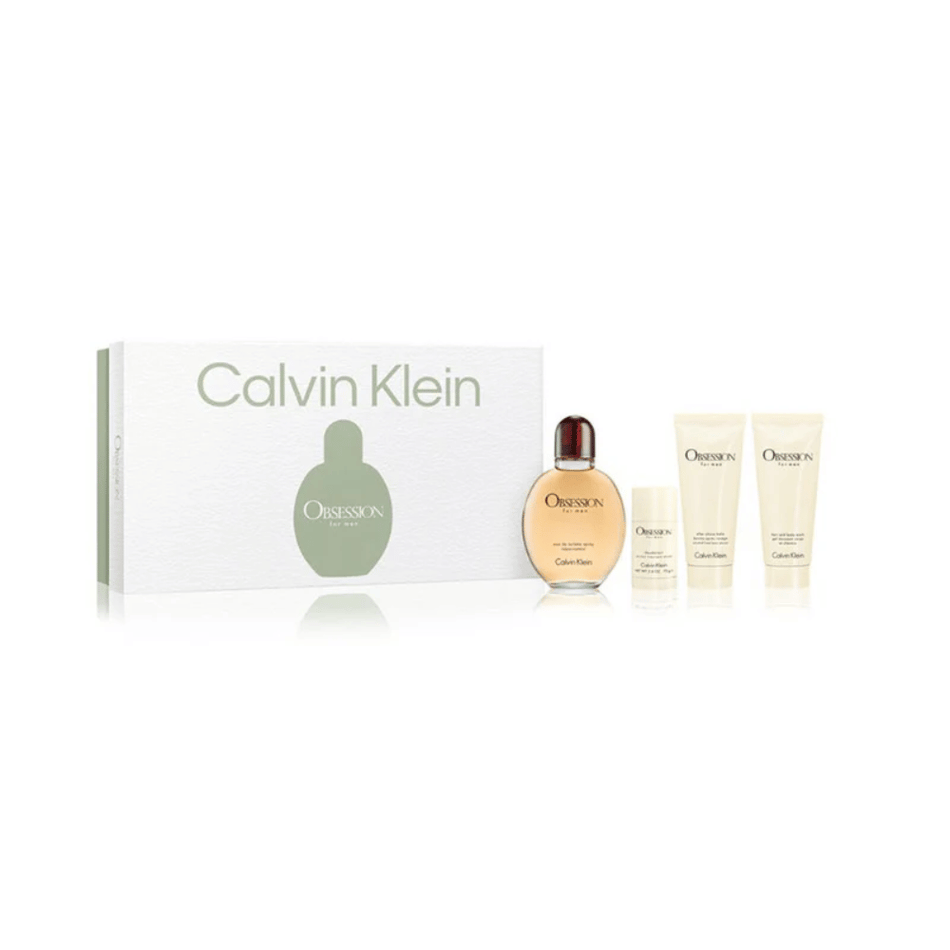 CK Obsession Mens 125ml 4pc Gift Set125ml Edt Spr, 75ml Deodorant Stick, 100ml Aftershave Balm, 100ml Shower Gel- Lillys Pharmacy and Health Store
