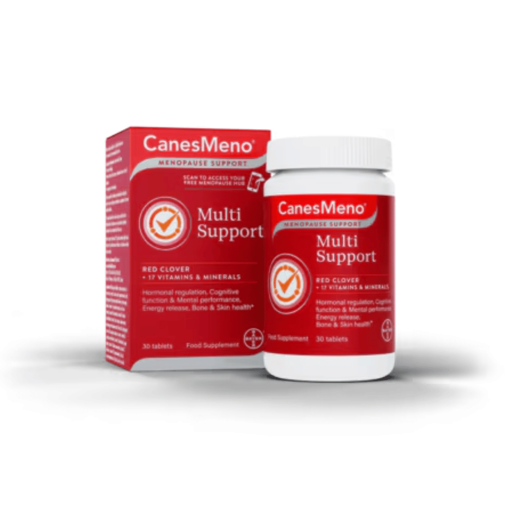 CanesMeno Multi Support supplement bottle and packaging on a white background