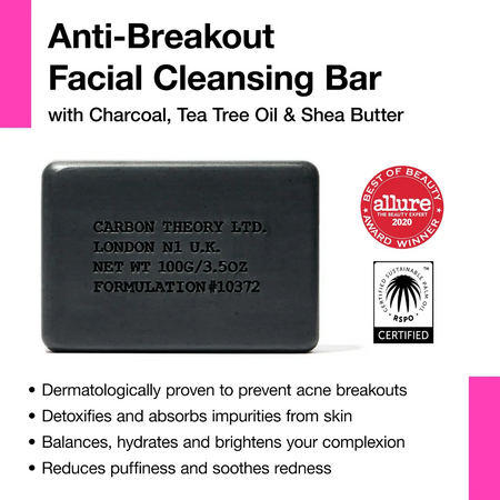 Carbon Theory Anti-Breakout Facial Cleansing Charcoal Bar- Lillys Pharmacy and Health Store