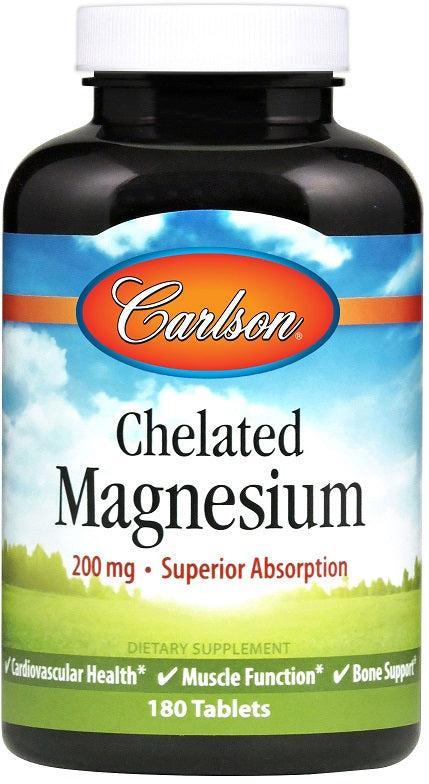 Carlson Labs Chelated Magnesium, 200mg 180 tablets- Lillys Pharmacy and Health Store