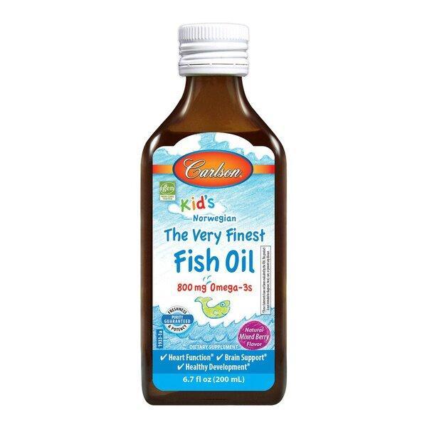 Carlson Labs Kid's The Very Finest Fish Oil, 800mg Natural Mixed Berry 200 ml- Lillys Pharmacy and Health Store