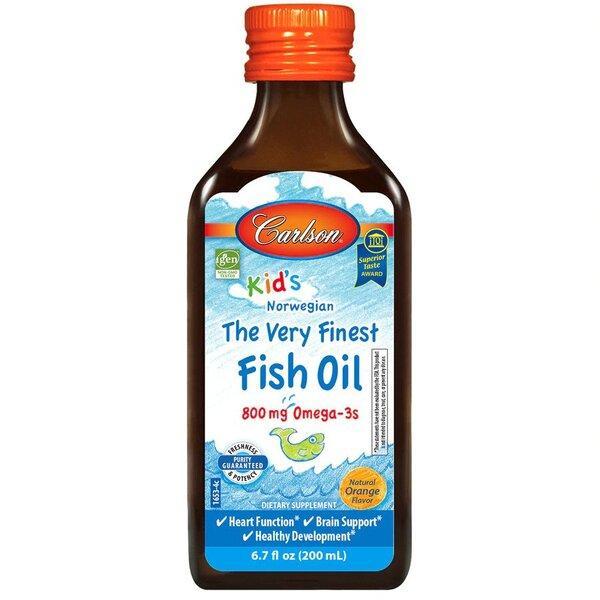 Carlson Labs Kid's The Very Finest Fish Oil, 800mg Natural Orange 200 ml- Lillys Pharmacy and Health Store