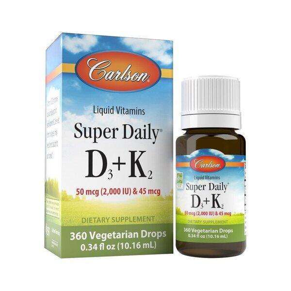 Carlson Labs Super Daily D3 + K2, 2000 IU 10 ml- Lillys Pharmacy and Health Store