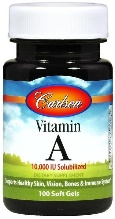 Carlson Labs Vitamin A Solubilized, 10 000 IU 100 softgels- Lillys Pharmacy and Health Store