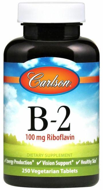 Carlson Labs Vitamin B2, 100mg 100 vegetarian tablets- Lillys Pharmacy and Health Store