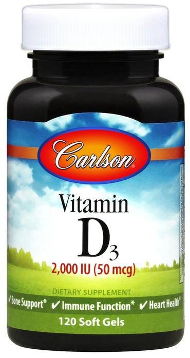 Carlson Labs Vitamin D3, 2000 IU 120 softgels- Lillys Pharmacy and Health Store