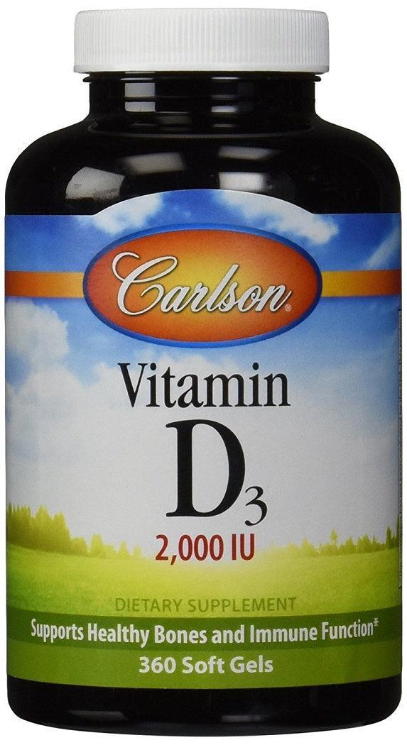 Carlson Labs Vitamin D3, 2000 IU 360 softgels- Lillys Pharmacy and Health Store
