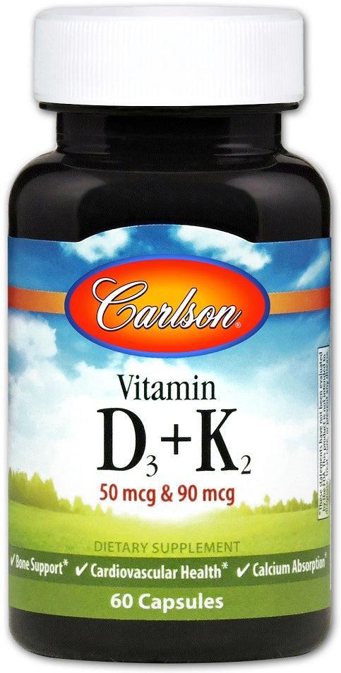Carlson Labs Vitamin D3 + K2 60 caps- Lillys Pharmacy and Health Store