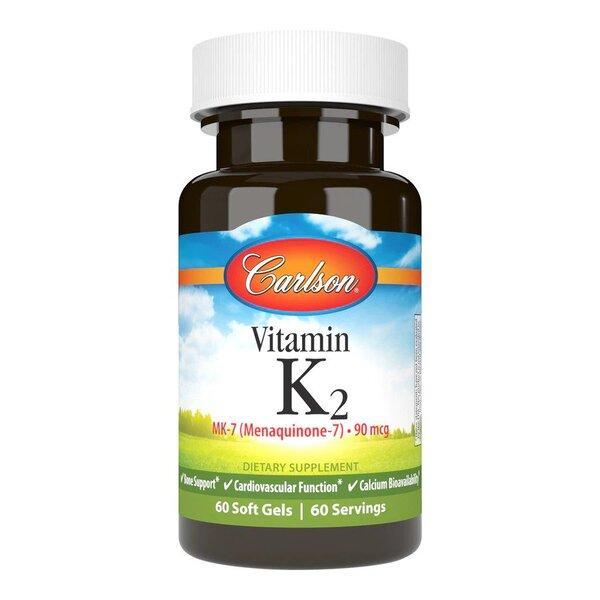 Carlson Labs Vitamin K2 MK7, 90mcg 60 softgels- Lillys Pharmacy and Health Store