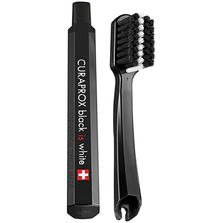 Curaprox Be You Black Is White Travel KitCarbon Interdental Brush, 10ml Black Is White Toothpaste, Black Is White Travel Pouch- Lillys Pharmacy and Health Store