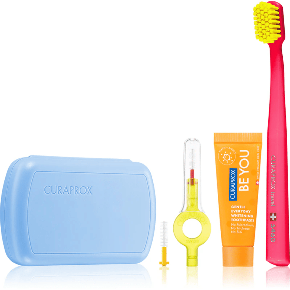 Curaprox Be You Travel Kit Assorted Colours Contains 5460 Toothbrush, CPS Handy, Be You Travel Toothpaste 10ml, Travel Case- Lillys Pharmacy and Health Store