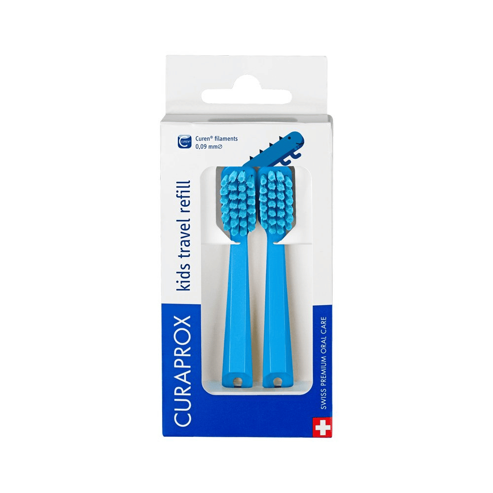 Curaprox Kids Travel Refill Blue Brush Heads 2 Pack- Lillys Pharmacy and Health Store