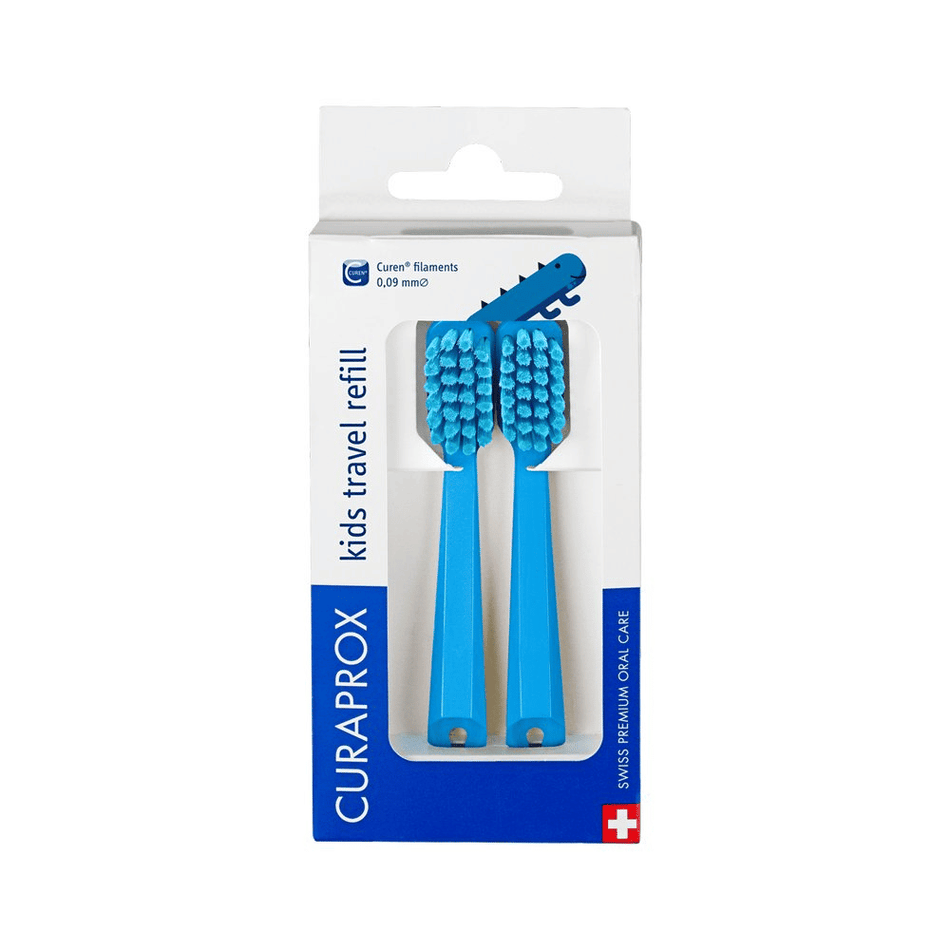 Curaprox Kids Travel Refill Blue Brush Heads 2 Pack- Lillys Pharmacy and Health Store