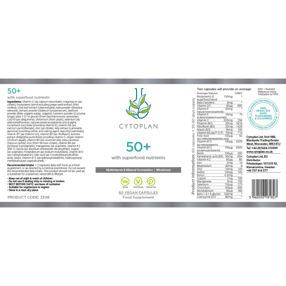 Cytoplan 50+ Multi V & M Coq10 & Immune Support 60 Capsules- Lillys Pharmacy and Health Store