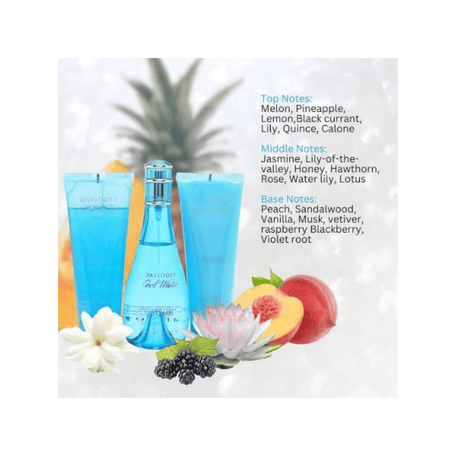 Davidoff Cool Water 100ml 3 Piece Gift Set - 100ml Eau de Toilette Spray, 75ml Body Lotion, 75ml Shower Gel- Lillys Pharmacy and Health Store