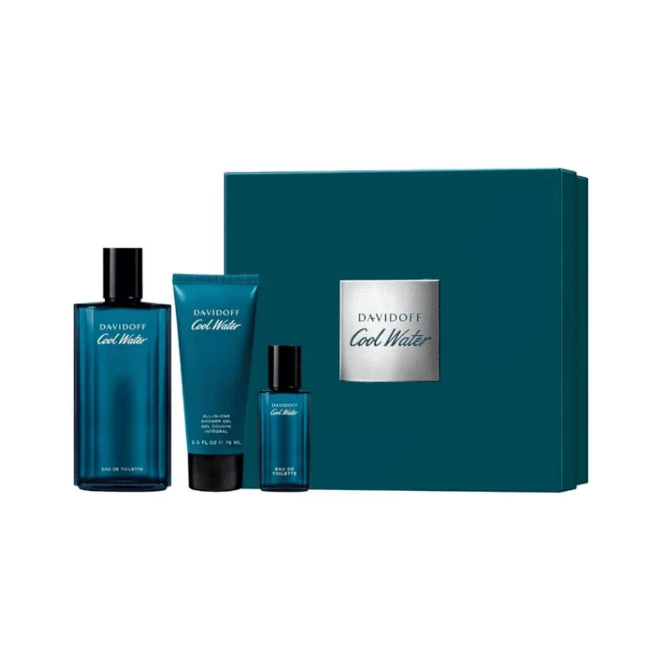 Davidoff Cool Water 125ml 3 Piece Gift Set - 125ml Eau de Toilette Spray, 75ml Shower Gel, 15ml Eau de Toilette Spray- Lillys Pharmacy and Health Store