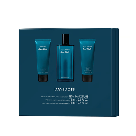 Davidoff Cool Water Men's's 125ml 3 Piece Gift Set - 125ml Eau de Toilette Spray, 75ml Shower Gel, 75ml Aftershave Balm- Lillys Pharmacy and Health Store