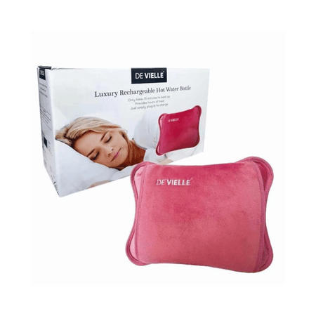 De Vielle Rechargeable Electric Long Hot Water Bottle - Rose Pink- Lillys Pharmacy and Health Store
