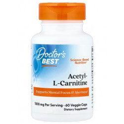 Doctor's Best Acetyl L-Carnitine, 1000mg - 60 vcaps- Lillys Pharmacy and Health Store