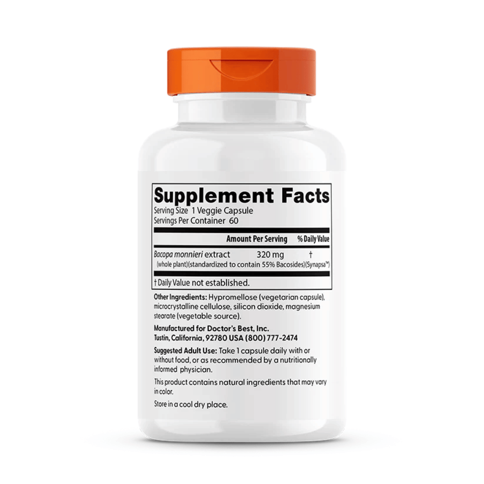 Doctor's Best Bacopa with Synapsa, 320mg - 60 vcaps- Lillys Pharmacy and Health Store