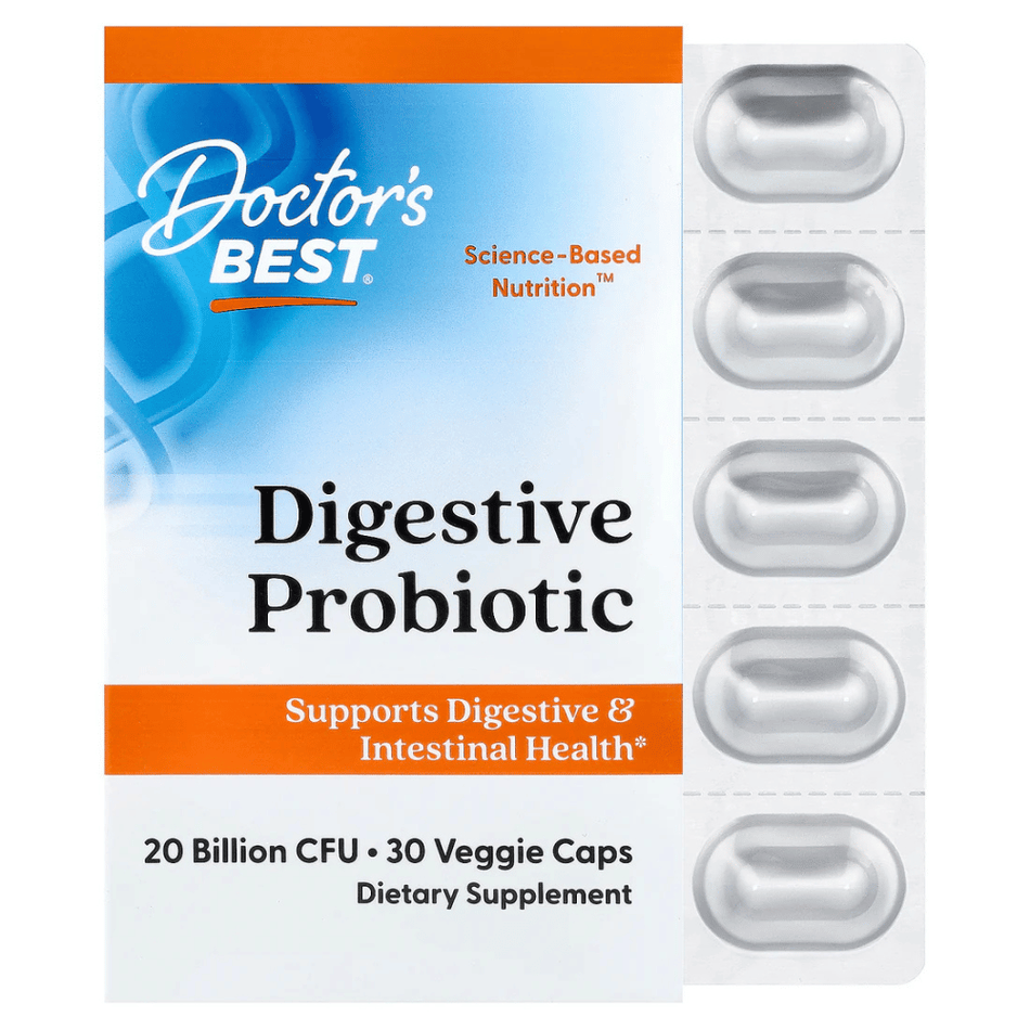 Doctor's Best Digestive Probiotic, 20 Billion CFU - 30 vcaps- Lillys Pharmacy and Health Store