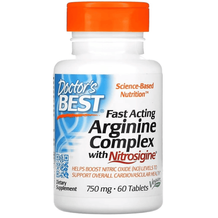 Doctor's Best Fast Acting Arginine Complex with Nitrosigine, 750mg - 60 tablets- Lillys Pharmacy and Health Store