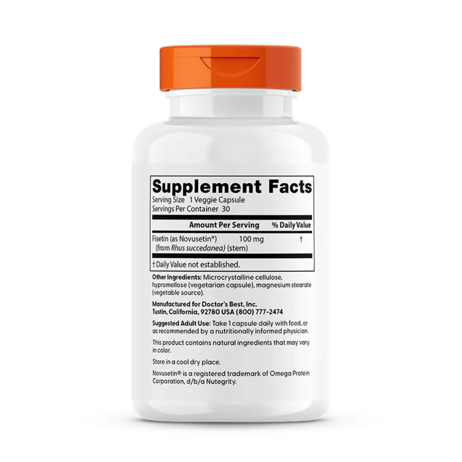 Doctor's Best Fisetin with Novusetin, 100mg - 30 vcaps- Lillys Pharmacy and Health Store