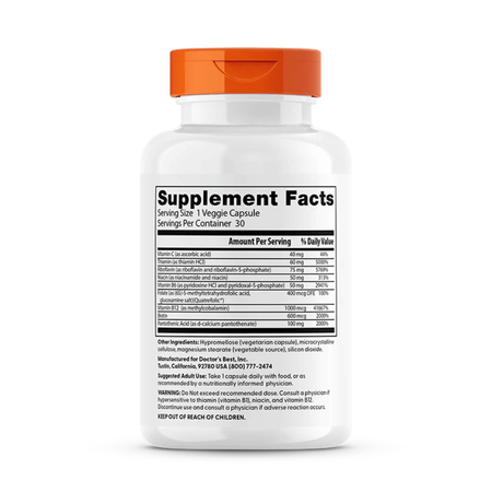 Doctor's Best Fully Active B-Complex with Quatrefolic - 30 vcaps- Lillys Pharmacy and Health Store