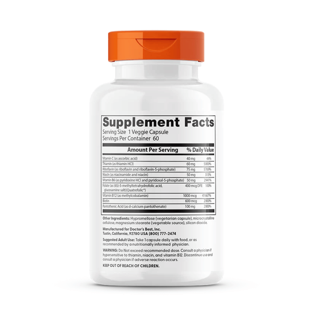 Doctor's Best Fully Active B-Complex with Quatrefolic - 60 vcaps- Lillys Pharmacy and Health Store