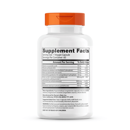 Doctor's Best Fully Active B-Complex with Quatrefolic - 60 vcaps- Lillys Pharmacy and Health Store