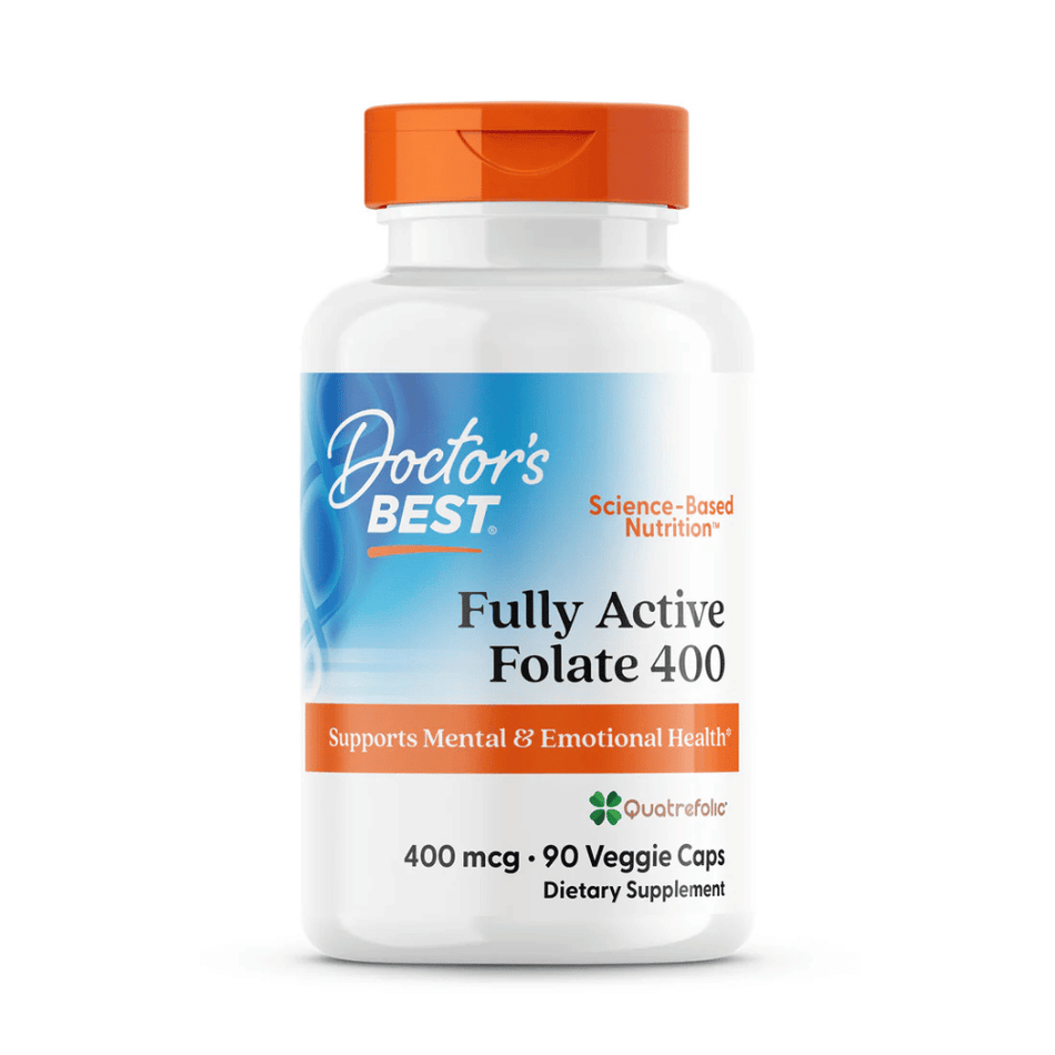 Doctor's Best Fully Active Folate 400 with Quatrefolic, 400mcg - 90 vcaps- Lillys Pharmacy and Health Store
