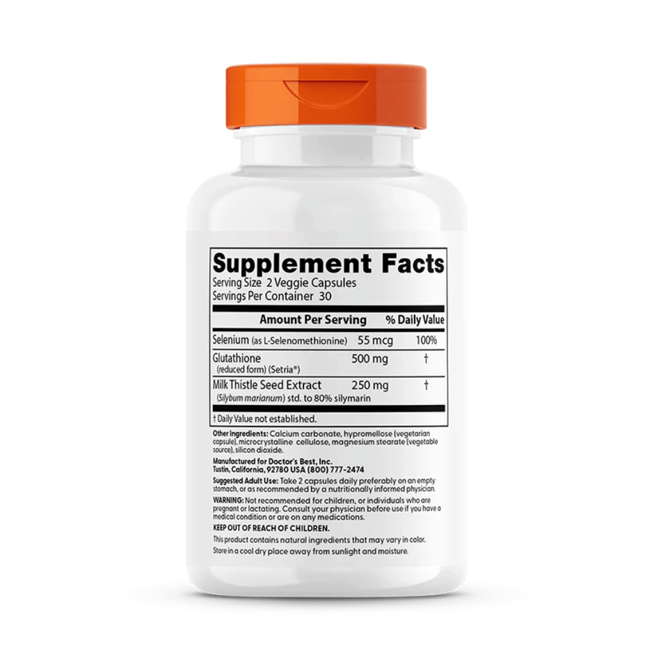 Doctor's Best Glutathione + Milk Thistle - 60 vcaps- Lillys Pharmacy and Health Store