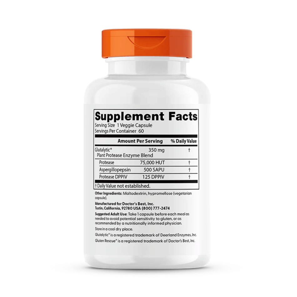 Doctor's Best Gluten Rescue with Glutalytic - 60 vcaps- Lillys Pharmacy and Health Store