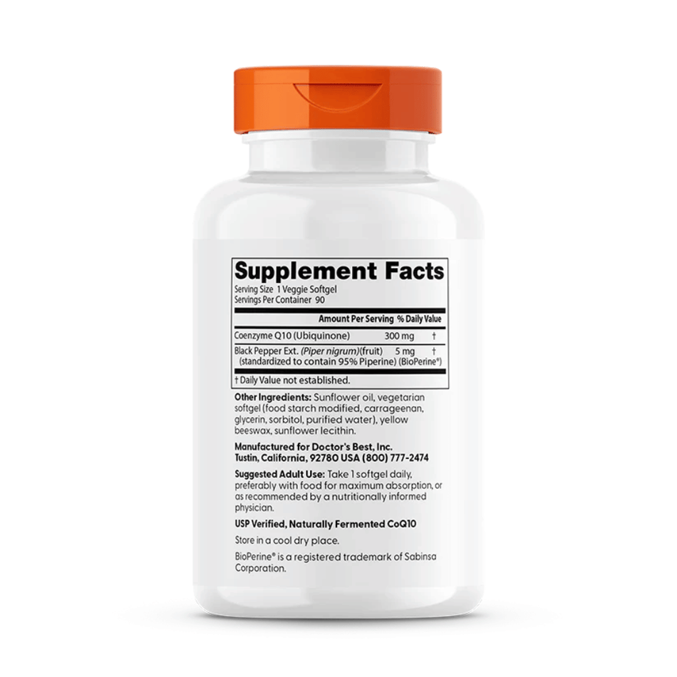 Doctor's Best High Absorption CoQ10 with BioPerine, 300mg - 90 veggie softgels- Lillys Pharmacy and Health Store