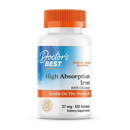 Doctor's Best High Absorption Iron, 27mg - 120 tablets- Lillys Pharmacy and Health Store