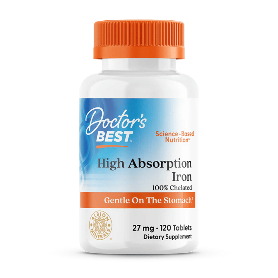 Doctor's Best High Absorption Iron, 27mg - 120 tablets- Lillys Pharmacy and Health Store