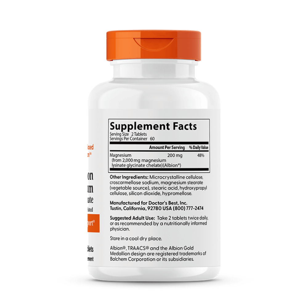 Doctor's Best High Absorption Magnesium, 200mg - 120 tablets- Lillys Pharmacy and Health Store