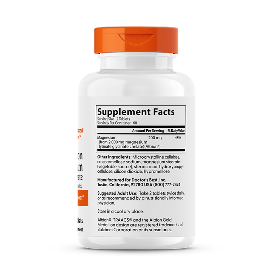 Doctor's Best High Absorption Magnesium, 200mg - 120 tablets- Lillys Pharmacy and Health Store